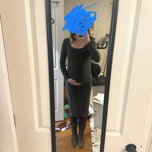 HATCH grey stretchy fitted dress